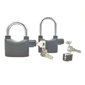 Electroplating alarm padlock, black aluminum alloy outdoor bike doors and windows high decibel U-type alarm padlock