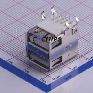 USB304FA-A2009307 <b>USB</b> <b>Connector</b> Bent Lead Through Hole <b>Connector</b> Type-A <b>USB</b> 2.0 Female Right Angle Insert - Product Image 1