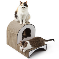 Mobilier pour chat multifonctionnel à 2 niveaux en carton, griffoir et cachette pour chats d'intérieur