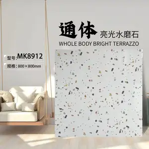 Terrazzo-Fliesen 600 x 600 800 x 800 glänzende glasierte Porzellanfliesen Hotels Innenboden öffentliche Bereiche
