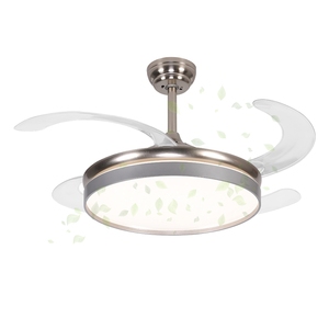 Ventilateur de <span class=keywords><strong>plafond</strong></span> rétractable invisible en <span class=keywords><strong>PVC</strong></span> avec lumière pour chambre à coucher, 3 pales, 42, 48, 52 pouces, <span class=keywords><strong>blanc</strong></span>, noir, moteur DC, LED, BLDC - Product Image 1