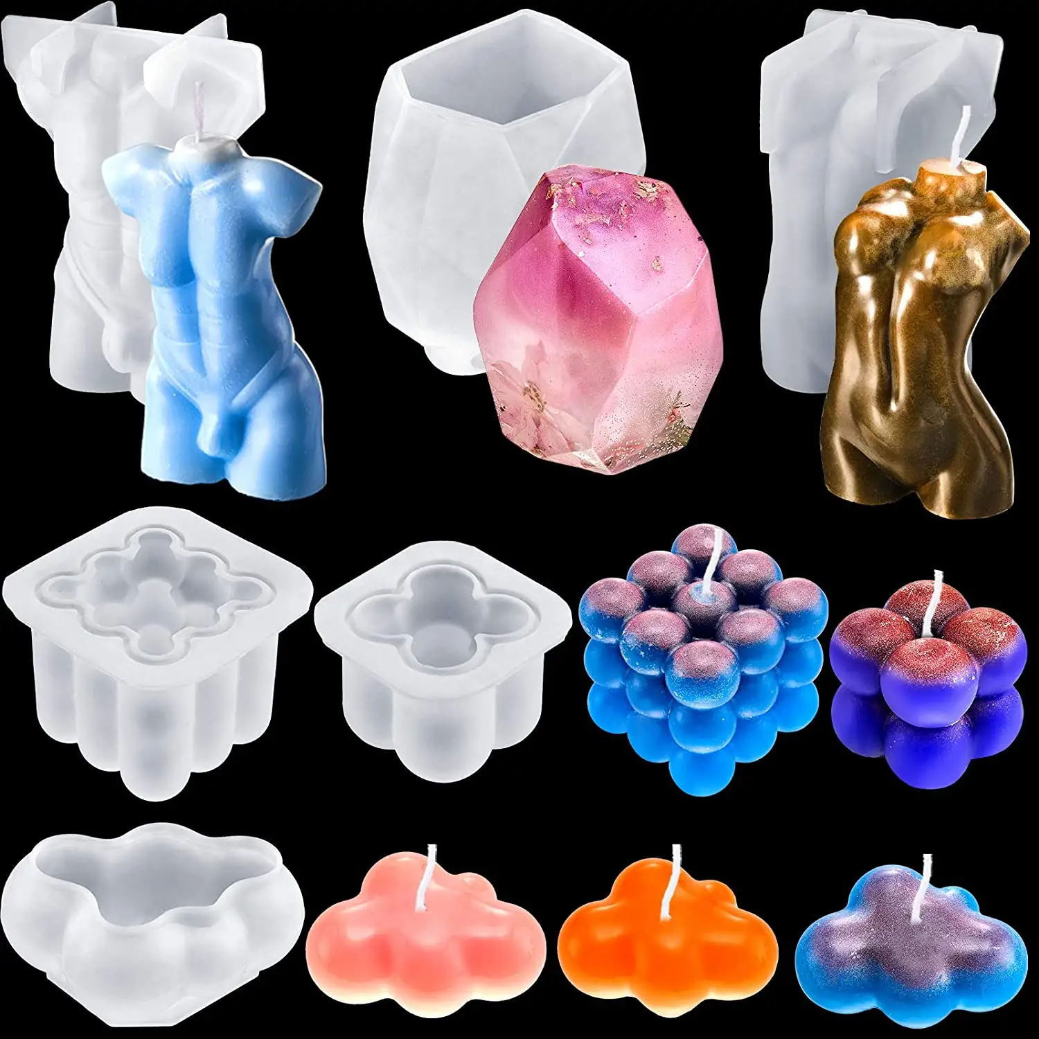 Силиконовые 3D формы в форме тела, формы для создания рождественских свечей и мыла