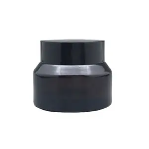 Luxury brown 30ml 30g cosmetic jar, cream whitening airless glass bottle container with black lid