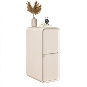 Light Luxury Cream Minimalist Smart LED Nightstand Modern Simple Mini Solid -Wood <b>Bedside</b> Storage <b>Cabinet</b> Household Bedroom - Product Image 3