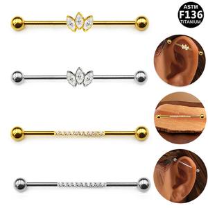 Gaby Fashion Jewelry ASTM-F136 de perçage d'<span class=keywords><strong>oreille</strong></span> G23 Titanium External Thread Cartilage Earring Industrial Barbell Jewelry - Product Image 1