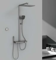 Ensemble de mitigeur de douche de salle de bain clé de piano noire de 12 pouces ensembles de robinet de pommeau de douche de pluie avec barre coulissante réglable