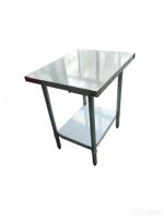 Table de travail à 2 niveaux en acier inoxydable, hauteur réglable, 30''x24'', finition mate brossée, 4 roues, certifiée NSF, pour cuisine commerciale