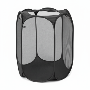 Mainstays dB ตะกร้าซักผ้าแบบป๊อปอัพหกเหลี่ยมตาข่ายโพลีเอสเตอร์สีดำพับเก็บได้น้ำหนักเบา - Product Image 1