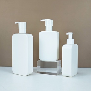 Cosmetic Packaging White PE Plastic Emulsion <b>Pump</b> <b>Bottle</b> 250ml 350ml 500ml Custom Design square Plastic Shampoo <b>Pump</b> <b>Bottle</b> - Product Image 2
