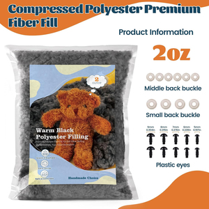 Relleno de <span class=keywords><strong>Fibra</strong></span> de 2 Onzas, Relleno de Poliéster Gris Oscuro, Relleno de <span class=keywords><strong>Fibra</strong></span> de Algodón Cálido para Manualidades de Ganchillo, Animales de Peluche DIY - Product Image 2