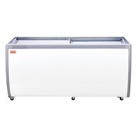Congélateur de crème glacée de coffre d'affichage d'acier inoxydable de refroidissement par air de porte en verre commerciale de Double-température