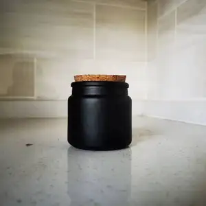 Empty Matte Black Bottle Glass Candle Jar Pot Vessel With Cork Lid 100ml 4oz Candle Vessel On Sale