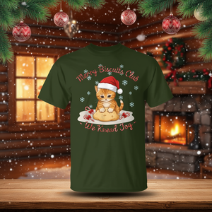 Camiseta navideña Merry Biscuits Club Cat con diseño navideño We Knead Joy - Product Image 3