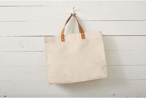 Custom Bridal Gift Party Reusable Women's Outer Pocket Leather Handle <b>Large</b> Canvas Tote Bag Luxury - Product Image 3