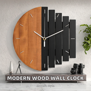 Wholesale Modern Creative Shinola Wooden Quartz Analog Needle Display Single Face Cartoon Pattern <b>Wall</b> <b>Clock</b> Radio Feature 30cm - Product Image 2