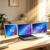 Extenseur d'écran pour ordinateur portable à trois écrans, écran LCD de 15,6 pouces, extenseur d'écran 1080P, technologie nouvelle génération 2026, PC de jeu pour Mac et Windows