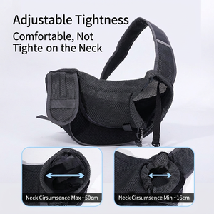 <b>Pet</b> Travel Bag Crossbody Breathable Mesh Small Dog <b>Carrier</b> Red Black Color Semi Circle Shape - Product Image 3
