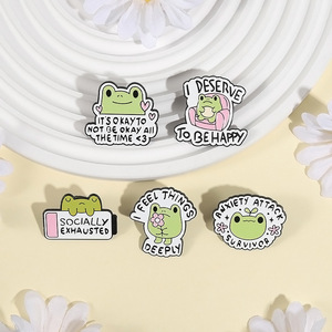 Groothandel Kikker Letter Het Is Oké Om Niet Oké Te Zijn Emaille Pinnen Anime Schattige Kikker Grappige Brief Ontwerp Zachte Reversspeld Badge Voor Cadeau - Product Image 5