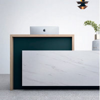 Bureau d'accueil en cuir pour hôtel, bureau, magasin de vêtements - Mobilier de bureau commercial avec passe-câbles intégré