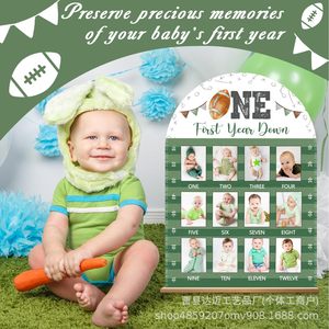 Wooden Baby Milestone Photo <b>Frame</b> Sports Theme First Year Display Wall Decor Oval Shape Durable Material - Product Image 5