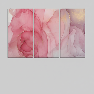 Elegant Pink & Gold <b>Abstract</b> Ink <b>Canvas</b> Print Modern Wall Art,SET OF 3 <b>CANVAS</b> - Product Image 2