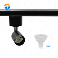 Lampu Sorot Rel Plafon Aluminium 3 Fasa Komersial Putih Hitam GU10 MR16 LED Dapat Diputar 360 Derajat