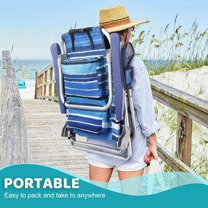 Sillas de <span class=keywords><strong>Playa</strong></span> Plegables Tipo <span class=keywords><strong>Mochila</strong></span>, Resistentes, para Camping, <span class=keywords><strong>con</strong></span> Bolsillos Grandes y Portavasos, Precio al por Mayor - Product Image 5