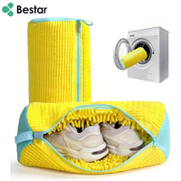 Nouvel Arrivage Sac de Lavage pour Baskets en Polyester Durable, Épaissi en Usine, avec Fermeture Éclair et Cordon de Serrage pour le Lavage et le Rangement des Chaussures