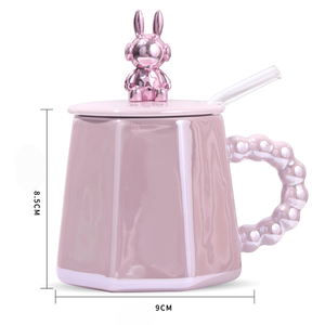 <span class=keywords><strong>Tazza</strong></span> in Ceramica 3D da 420ml con Design Orso Violento <span class=keywords><strong>e</strong></span> Coniglio, <span class=keywords><strong>Tazza</strong></span> in Porcellana Ecologica con Coperchio <span class=keywords><strong>e</strong></span> Cannuccia per <span class=keywords><strong>Regalo</strong></span>, Caffè ed Erbe - Product Image 6