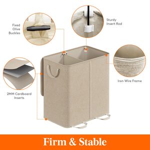 Cesto per Bucato Doppio con 2 Sacchi Rimovibili, Contenitore per Biancheria a 2 Scomparti con Manici per Bagno e Camera da Letto - Product Image 2
