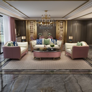 Sofá de cuero genuino moderno de lujo americano, conjunto de sala de estar de madera maciza cómoda para uso doméstico o hotelero - Product Image 2