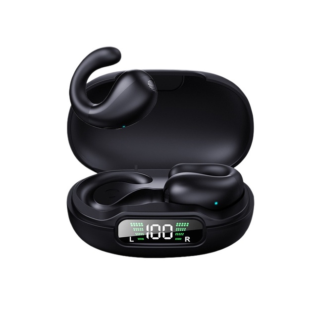 TWS Earbuds Clip-On Wireless 5.3 ENC Noise Cancellation IPX5 Waterproof Digital Display HIFI Bass Sport Touch Custom Fit Type-C