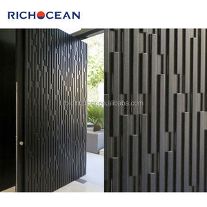 Richoceanセキュリティアルミニウム装甲ドアヴィラの入り口大きな高級木材穀物彫刻フロント玄関 - Product Image 6