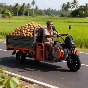 Tricycles robustes à benne ouverte, capacité de charge de 700 kg, moteur de 1500 W, avec essieu en fonte pour usage agricole - Product Image 1