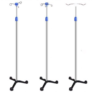 Mobilier d'hôpital <span class=keywords><strong>4</strong></span> crochets de renforcement Base en acier solide Support médical de perfusion IV Pole en acier inoxydable - Product Image 2