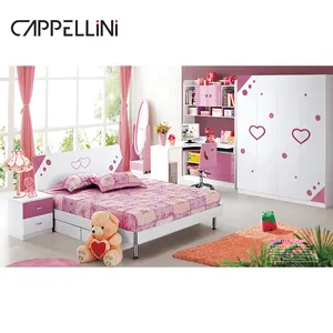 High Quality Modern Design Girl Room Wooden Children Bed MDF Luxury Home Bedroom Kids' Furniture Sets