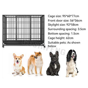 Ağır katlanabilir <span class=keywords><strong>Metal</strong></span> Kennels tepsi ve hareketli tekerlekler ile büyük köpek kafesleri - Product Image 4