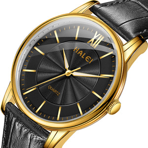 Envío Directo HALEI Nuevo Reloj de Cuarzo Original para Hombre con Correa de Cuero Genuino, Resistente al Agua 3BAR, Movimiento Japonés, Venta al Por Mayor - Product Image 1