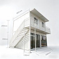 Bureau préfabriqué en conteneur à 2 étages, bureau préfabriqué à murs en verre pour parc créatif, bâtiment modulaire préfabriqué pour parcs en bord de lac