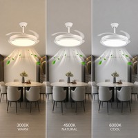 Ventilateur de plafond LED 42 pouces 96W avec télécommande, moteur silencieux, prêt pour le dropshipping, livraison gratuite, best-seller, très bien noté