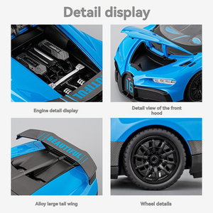 Voitures miniatures en métal 1:24 Bugatti Chiron avec son et lumière, jouet à rétrofriction, modèle de supercar, décoration, modèle en métal - Product Image 2