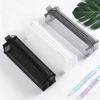 Trousse à crayons écologique pour étudiants, grande capacité, en nylon, avec fermeture éclair transparente en PVC, mignonne et pratique