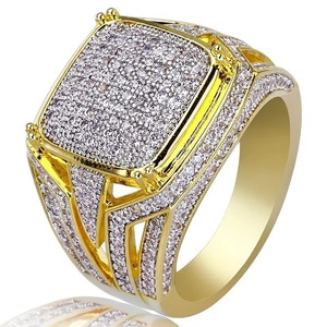Geometric Square <b>Ring</b> Gold Two-tone Micro Pave Zircon Unisex Jewelry Everyday Wear - Product Image 5