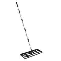 Râteau de nivellement de pelouse détachable en acier inoxydable, râteau de nivellement de sol avec manche en aluminium, outil de compactage de terre pour pelouse, gazon, jardin et aménagement paysager