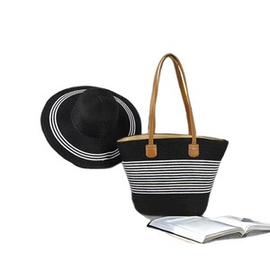 Conjunto <span class=keywords><strong>de</strong></span> sombrero y bolso <span class=keywords><strong>de</strong></span> paja, moda <span class=keywords><strong>de</strong></span> vacaciones en la playa, protección solar versátil, bolso <span class=keywords><strong>de</strong></span> mano <span class=keywords><strong>de</strong></span> gran capacidad para salidas - Product Image 1