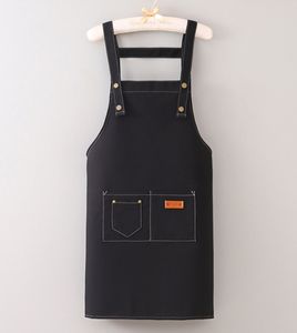 Delantal al por Mayor con Logotipo Personalizado, Negro, con Correas Ajustables Extraíbles, Delantal de Trabajo Duradero, Lavable, de Lona y Algodón, Delantal de Chef - Product Image 1