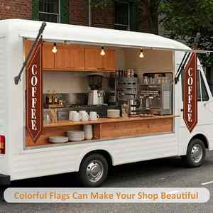 Bandera de Café con Diseño de Bandera Abierta, Bandera de Doble Cara de 27 Pulgadas con Kit de Mástil y Soporte, Adecuada para Cafeterías y Bares - Product Image 5
