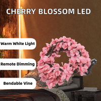 Lampu LED Bunga Buatan Putih Hangat, Lampu Ranting Lentur, Lampu String Bunga Sakura, Dekorasi Dinding Kamar Tidur Modern, Ditenagai USB, Dilengkapi Remote