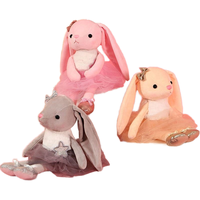 Boneka balerina kelinci lembut kustom hadiah Recital menari balet anak Perempuan diisi dengan katun PP untuk menghilangkan stres
