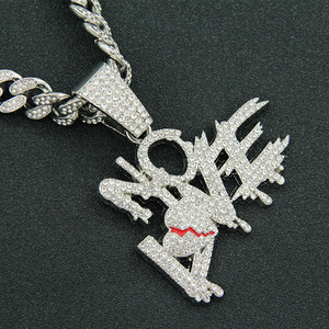 Collares y Colgantes de Hip Hop Cubano NO LOVE para Hombres y Mujeres, Collares con Diseño de Corazón Roto, Joyería Iced Out Bling - Product Image 4